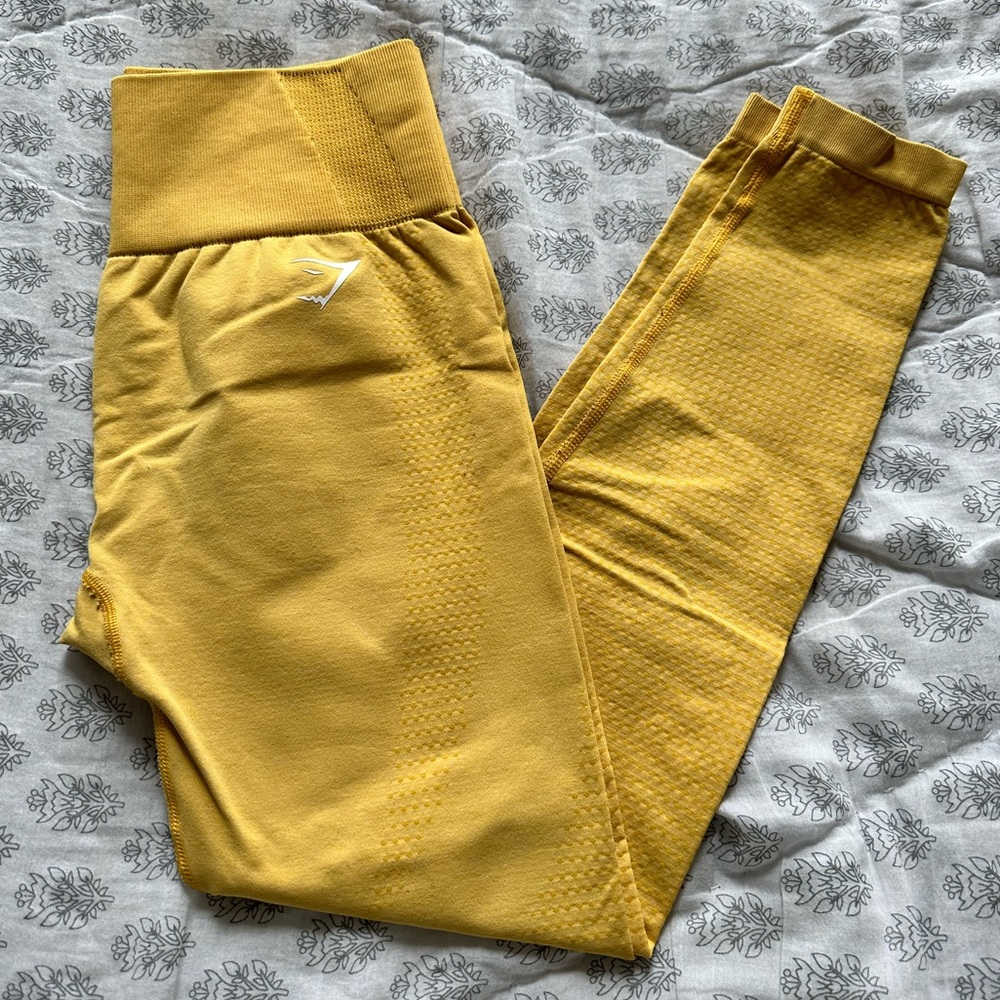 Gymshark seamless yellow workout leggings